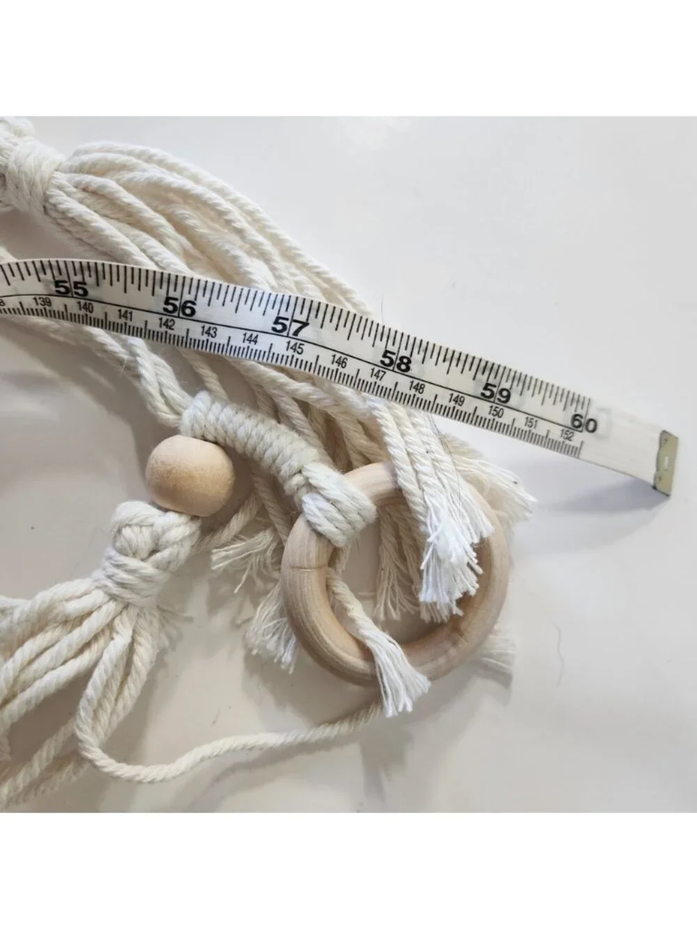 Boho Macrame Toy Hammock Stuffed Animal Storage Net Cream Cotton Wooden‎ Beads